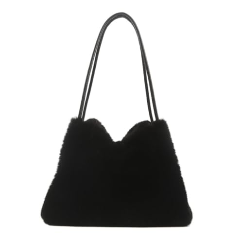sodeber Klassische einfarbige Pelztasche für Damen, große Kapazität, Plüsch-Schultertasche, Unterarm-Handtasche, Black Bk, Medium sodeber Klassische einfarbige Pelztasche für Damen, große Kapazität, Plüsch-Schultertasche, Unterarm-Handtasche, Black Bk, Medium von sodeber