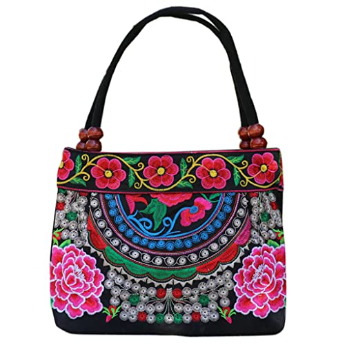 sodeber Kleine Damenhandtaschen mit modischem Stickerei. Mit Blumenmuster bestickt, Rot F R-f, Medium von sodeber
