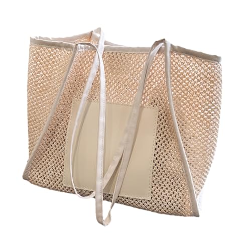 sodeber Leichte lässige Schultertasche für Damen, große Strandtasche, modisches hohles Design, ideal für Reisen, Weiß W, Medium sodeber Leichte lässige Schultertasche für Damen, große Strandtasche, modisches hohles Design, ideal für Reisen, Weiß W, Medium von sodeber