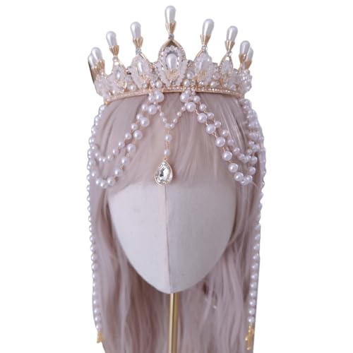 sodeber Luxuriöse Kopfbedeckung mit Perlen und Perlen, bequeme Kopfbedeckung, Cosplay-Haarzubehör, entworfen für Mode von sodeber