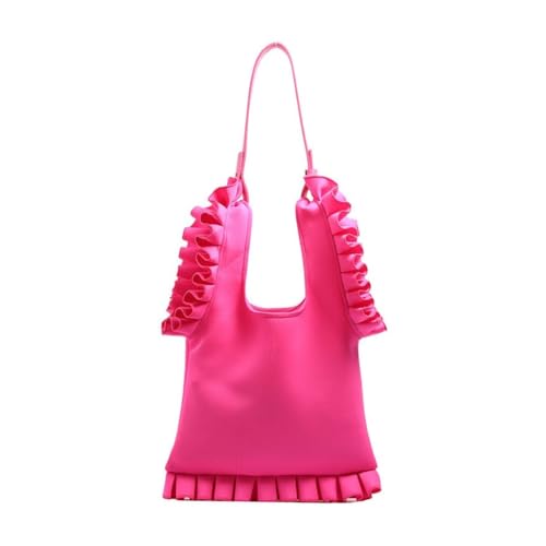 sodeber Modische Achseltasche für Damen, plissiert, Rüschenbesatz, helle einfarbige Unterarmtasche, großes Fassungsvermögen, Einzelbett, Hot Pink HP, Medium sodeber Modische Achseltasche für Damen, plissiert, Rüschenbesatz, helle einfarbige Unterarmtasche, großes Fassungsvermögen, Einzelbett, Hot Pink HP, Medium von sodeber