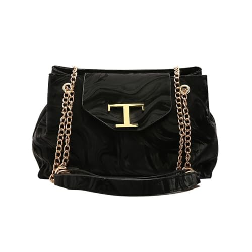 sodeber Modische Damen-Umhängetasche mit großem Fassungsvermögen und verstellbarem Kettenriemen, Metalldekor, PU-Leder, Black Bk, Medium sodeber Modische Damen-Umhängetasche mit großem Fassungsvermögen und verstellbarem Kettenriemen, Metalldekor, PU-Leder, Black Bk, Medium von sodeber