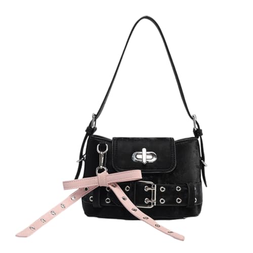 sodeber Modische Handtasche für Damen, die den Retro-Look mit mehreren Tragemöglichkeiten aus PU-Leder umarmt, Black Bk, Medium von sodeber