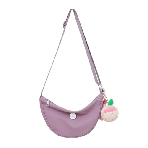 sodeber Modische Nylon-Umhängetasche für Damen, lässig, Crossbody, großes Fassungsvermögen, Lila mit Anhänger Pl-2, Medium sodeber Modische Nylon-Umhängetasche für Damen, lässig, Crossbody, großes Fassungsvermögen, Lila mit Anhänger Pl-2, Medium von sodeber