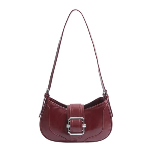 sodeber Modische Schultertasche, elegante PU-Leder-Unterarm-Geldbörse, Handtasche mit geräumigem Innenraum für Mode, Rot R, Medium von sodeber