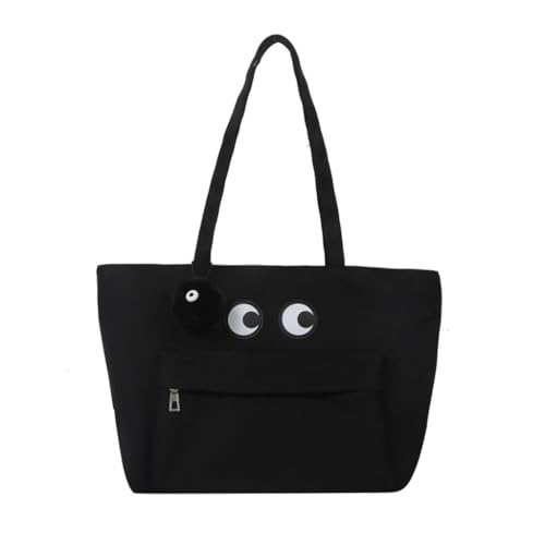 sodeber Modische Schultertasche für Damen und Mädchen, Cartoon-Einkaufstasche, Schwarz mit Anhänger Bk-1, Medium sodeber Modische Schultertasche für Damen und Mädchen, Cartoon-Einkaufstasche, Schwarz mit Anhänger Bk-1, Medium von sodeber