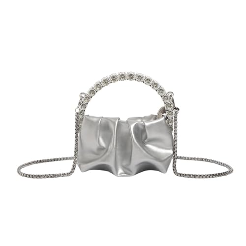 sodeber Modische Umhängetasche, Umhängetasche, mit Strasssteinen, gerüschtes Design, trendig, vielseitig, Silber S, Medium von sodeber