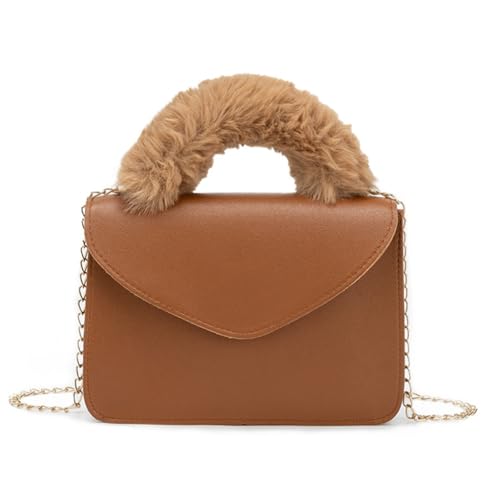 sodeber Modische und leichte Handtasche mit Kettenriemen, kompakte Umhängetasche, weiche Textur, Freundin, Dunkelbraun Bn, Medium von sodeber
