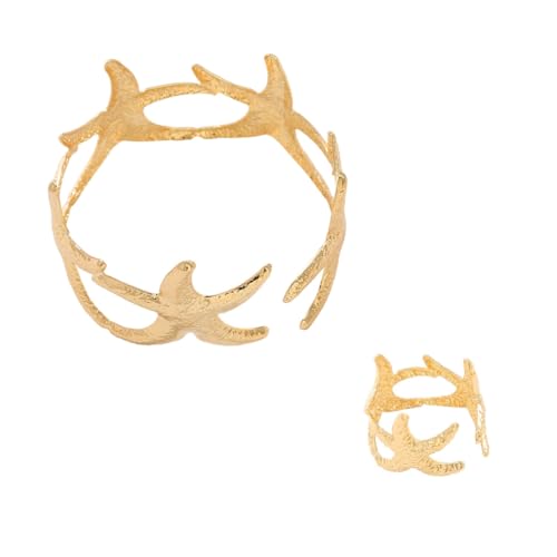 sodeber Modisches, hohles Seestern- und Ring-Set, elegant, verstellbar, für den täglichen gesellschaftlichen Anlass von sodeber