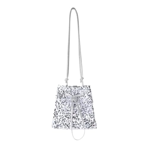 sodeber Pailletten-Eimerbeutel, Hoboes-Geldbörse für Damen, Kordelzug, Crossbody-Tasche, Handtasche, Damen, Abend, trendig, Silber S, Medium sodeber Pailletten-Eimerbeutel, Hoboes-Geldbörse für Damen, Kordelzug, Crossbody-Tasche, Handtasche, Damen, Abend, trendig, Silber S, Medium von sodeber