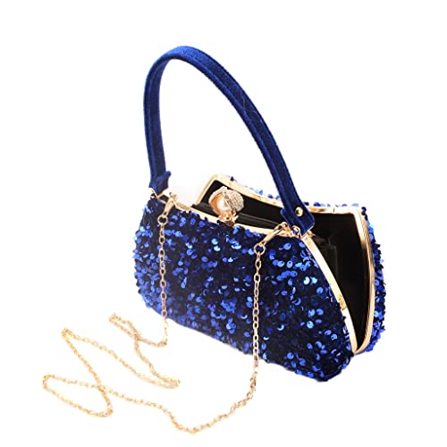 sodeber Passend zu allen Pailletten Handtasche Abend Clutch Tasche Hochzeit Bankett Mode Schulter für Frauen, Deep Blue Db, Medium von sodeber