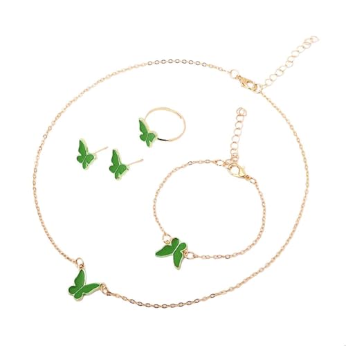 sodeber Schmetterlings-Schmuck-Set, Halskette, Ohrringe und Ringe, Anhänger, Charm-Halskette, Geburtstag, Damen, 4-teilig sodeber Schmetterlings-Schmuck-Set, Halskette, Ohrringe und Ringe, Anhänger, Charm-Halskette, Geburtstag, Damen, 4-teilig von sodeber