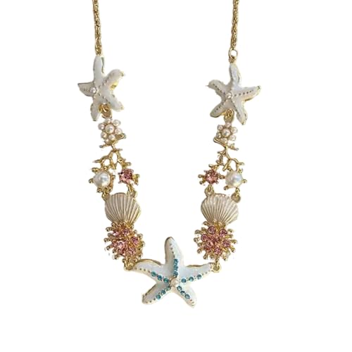 sodeber Schöne Meereshalskette, elegante Seesterne, Muschelperlen, zarter Schmuck für Frauen, Strandabenteuer sodeber Schöne Meereshalskette, elegante Seesterne, Muschelperlen, zarter Schmuck für Frauen, Strandabenteuer von sodeber