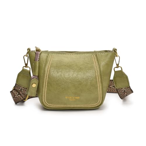 sodeber Schultertasche aus PU-Leder für Damen, leicht, mit verstellbarem Riemen, modische Eimertasche, Green Gn, Medium sodeber Schultertasche aus PU-Leder für Damen, leicht, mit verstellbarem Riemen, modische Eimertasche, Green Gn, Medium von sodeber