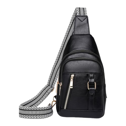 sodeber Schultertasche für Herren und Damen, PU-Leder, Brustrucksack, Crossbody, Reisen, Tagesrucksack, Schultertasche, verstellbar, Black Bk, Medium sodeber Schultertasche für Herren und Damen, PU-Leder, Brustrucksack, Crossbody, Reisen, Tagesrucksack, Schultertasche, verstellbar, Black Bk, Medium von sodeber