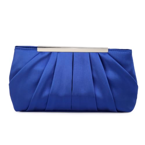 sodeber Schultertasche für Mädchen und Damen, plissiert, formell, Abendveranstaltung, einfarbig, Damengeldbörse, Hochzeit, Clutch, Cocktail, Abschlussball, Königsblau Rb, Medium von sodeber