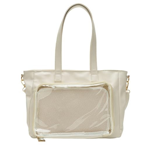 sodeber Simplistic Anime-inspirierte Handtasche, transparente PU-Schultertasche mit viel Platz für Studenten und Büro, Basic White Bw, Medium sodeber Simplistic Anime-inspirierte Handtasche, transparente PU-Schultertasche mit viel Platz für Studenten und Büro, Basic White Bw, Medium von sodeber