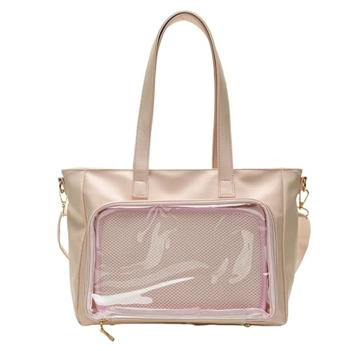 sodeber Simplistic Anime-inspirierte Handtasche, transparente PU-Schultertasche mit viel Platz für Studenten und Büro, Perlglanz-Pulver, Pk, Medium sodeber Simplistic Anime-inspirierte Handtasche, transparente PU-Schultertasche mit viel Platz für Studenten und Büro, Perlglanz-Pulver, Pk, Medium von sodeber