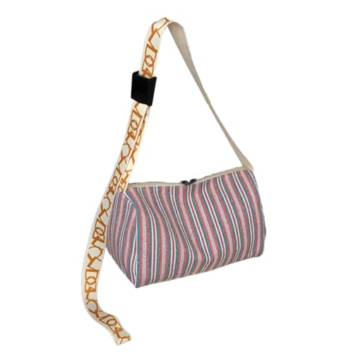 sodeber Stilvolle, gestreifte Kissen-Tasche, modisches und auffälliges Design, Schultertasche, Pendler, großes Fassungsvermögen, Pink, Medium sodeber Stilvolle, gestreifte Kissen-Tasche, modisches und auffälliges Design, Schultertasche, Pendler, großes Fassungsvermögen, Pink, Medium von sodeber