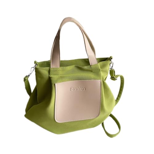 sodeber Stilvolle Damen-Handtasche aus Segeltuch mit Reißverschluss, Leder, gespleißt, Umhängetasche für Arbeit oder Freizeit, Green Gn, Medium sodeber Stilvolle Damen-Handtasche aus Segeltuch mit Reißverschluss, Leder, gespleißt, Umhängetasche für Arbeit oder Freizeit, Green Gn, Medium von sodeber