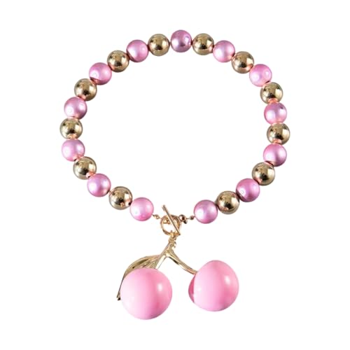sodeber Stilvolle Halskette mit Kirschenanhänger, modische Schlüsselbeinkette, übertriebener Obstanhänger, Damen-Halskette, Schmuck von sodeber