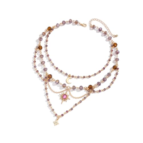 sodeber Stilvolle Halskette mit unregelmäßigem Mond-Anhänger mit Quasten, verstellbare Länge, Choker, mehrschichtige Halskette für trendige Frauen sodeber Stilvolle Halskette mit unregelmäßigem Mond-Anhänger mit Quasten, verstellbare Länge, Choker, mehrschichtige Halskette für trendige Frauen von sodeber
