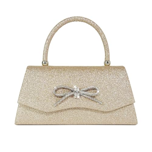 sodeber Stilvolle Party-Handtasche mit Strass-Schleife, vielseitige Schultertaschen für Hochzeit, Abschlussball, Champagne Cp, Medium sodeber Stilvolle Party-Handtasche mit Strass-Schleife, vielseitige Schultertaschen für Hochzeit, Abschlussball, Champagne Cp, Medium von sodeber