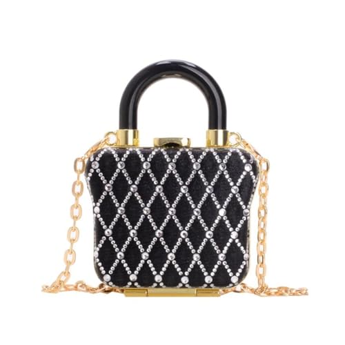 sodeber Stilvolle Strass-Dekoration, kleine Lippenstift-Tasche, Braut-Geldbörse für Damen, mit abnehmbarer Schulterkette, Black 01style Bk-01, Medium sodeber Stilvolle Strass-Dekoration, kleine Lippenstift-Tasche, Braut-Geldbörse für Damen, mit abnehmbarer Schulterkette, Black 01style Bk-01, Medium von sodeber