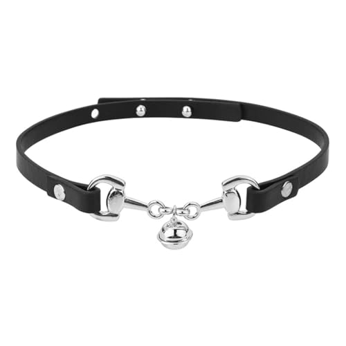 sodeber Stilvolles Halsband mit Doppelglocken-Anhänger und praktischer, robuster PU-Leder-Legierung für modische Frauen von sodeber