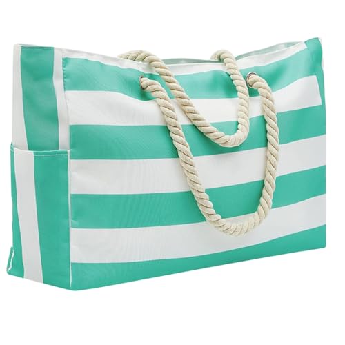 sodeber Strandtasche für Damen, groß, mit Reißverschluss, sanddicht, Schwimmbad, Blau Cb, Medium von sodeber
