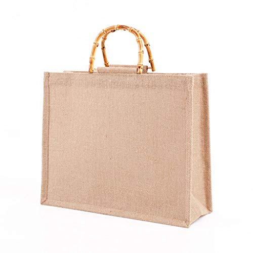 sodeber Tragbare Jute-Einkaufstasche, Handtasche, Schlaufengriffe, wiederverwendbare Einkaufstasche für Damen und Mädchen, 39 x 31 x 15 cm, Medium sodeber Tragbare Jute-Einkaufstasche, Handtasche, Schlaufengriffe, wiederverwendbare Einkaufstasche für Damen und Mädchen, 39 x 31 x 15 cm, Medium von sodeber