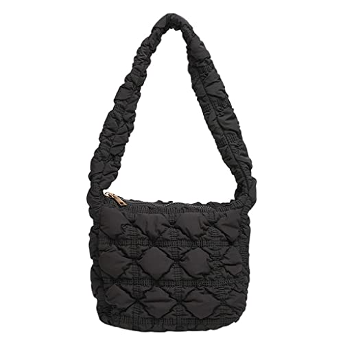 sodeber Tragbare Nylon-Unterarmtasche, gesteppt, Winter-Tragetasche, vielseitige Taschen, Outdoor-Reisen, leichte Handtasche für Damen, Black Bk, Medium von sodeber