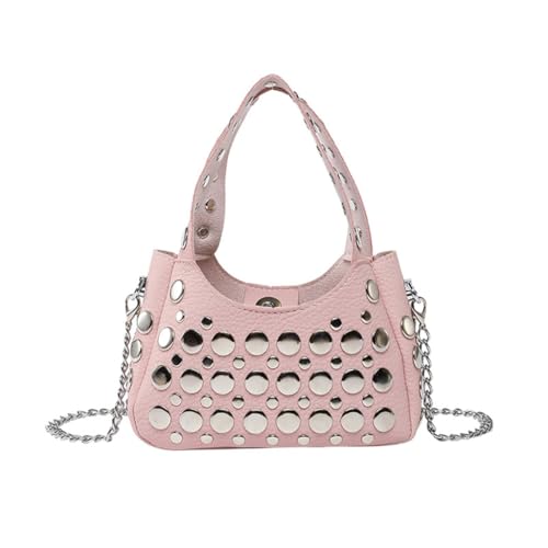 sodeber Trendige Schultertasche mit Nieten für Damen, stilvolle Crossbody-Tasche mit abnehmbarem Kettenriemen, Pendler, Pink, Medium sodeber Trendige Schultertasche mit Nieten für Damen, stilvolle Crossbody-Tasche mit abnehmbarem Kettenriemen, Pendler, Pink, Medium von sodeber