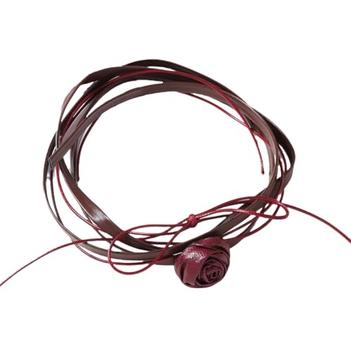 sodeber Vielseitige Leder-Halskette mit Blumenform, mehrschichtige Damen-Halskette, Party-Hals von sodeber