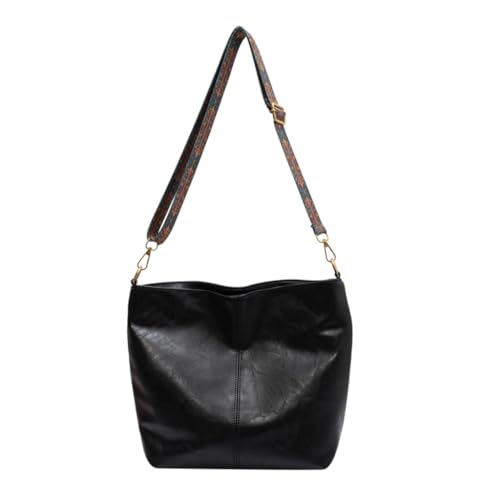 sodeber Vintage Wide Strap Bucket Bag Large Capacity Commute Fashion Crossbody Simple Shoulder Purse, Black Bk, Medium sodeber Vintage Wide Strap Bucket Bag Large Capacity Commute Fashion Crossbody Simple Shoulder Purse, Black Bk, Medium von sodeber