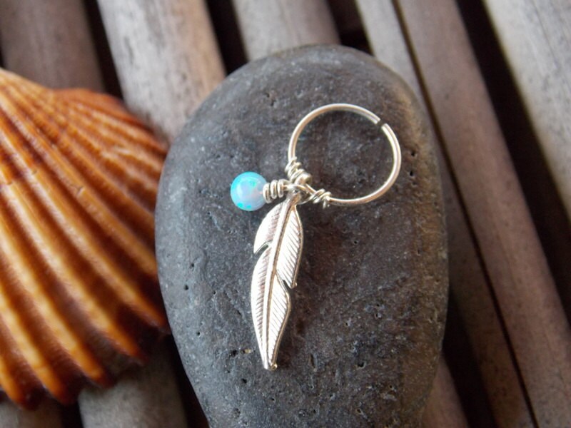 Silberner Feder-Piercing-Reifen von sofisjewelryshop