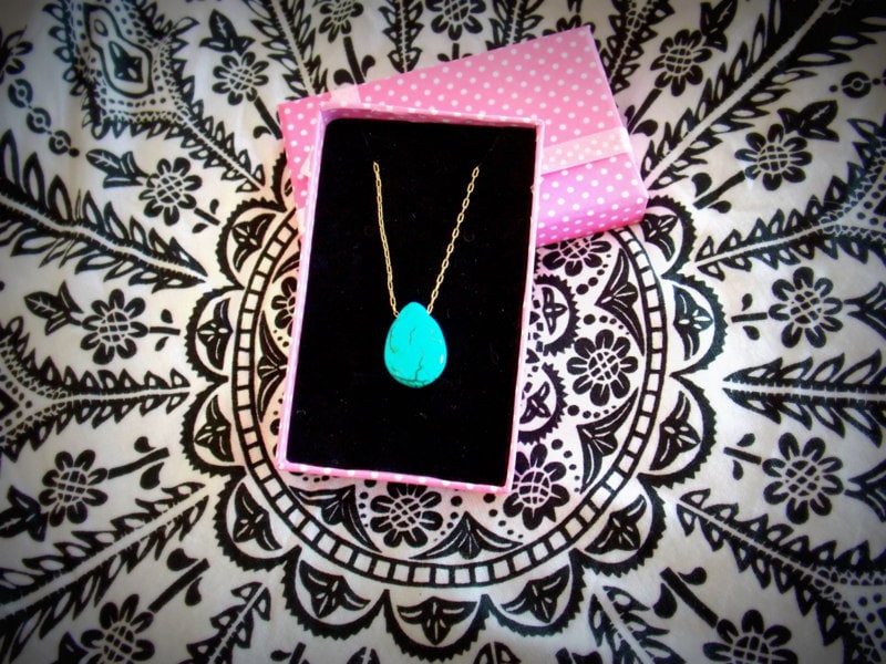 Türkis Halskette, Gold Anhänger Brautjungfer Geschenk, Halskette Tropfen Geschenk Für Sie von sofisjewelryshop