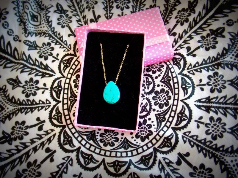 Türkis Halskette, Gold Anhänger Brautjungfer Geschenk, Halskette Tropfen Geschenk Für Sie von sofisjewelryshop