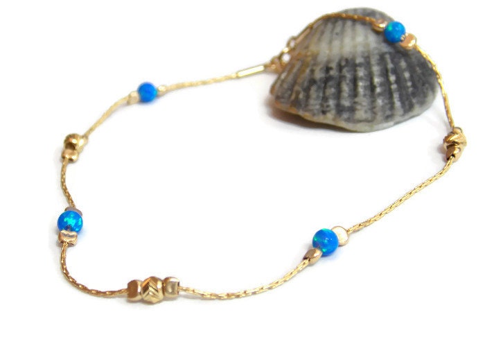 Blaue Opal Armband, Perle Minimale Gold Kleine Perlen Schmuck Blaue Opal Armband, Perle Minimale Gold Kleine Perlen Schmuck von sofisjewelrystore