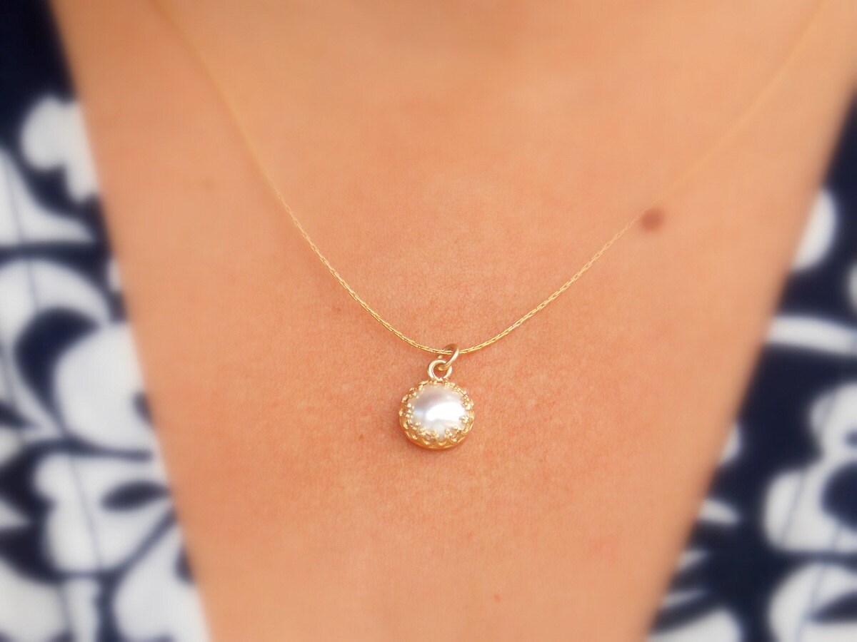 Gold Perlenkette - Filled Halskette Filled Kette Swarovski Kristall Crown Setting Bezel -Geschenk Gold Perlenkette - Filled Halskette Filled Kette Swarovski Kristall Crown Setting Bezel -Geschenk von sofisjewelrystore