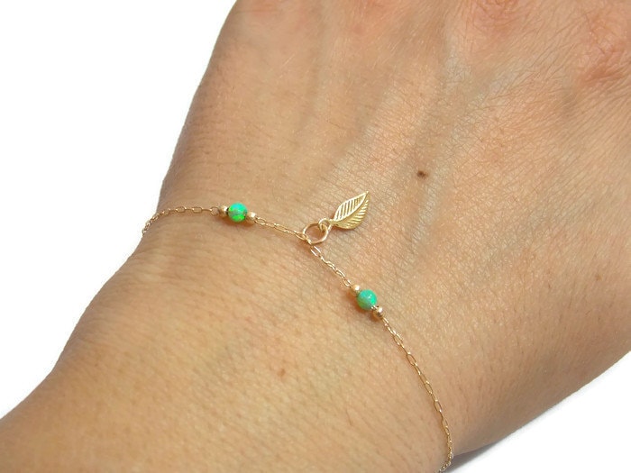 Grüne Opal Armband - Perle Blatt Gold Kleine Perlen Schmuck Grüne Opal Armband - Perle Blatt Gold Kleine Perlen Schmuck von sofisjewelrystore