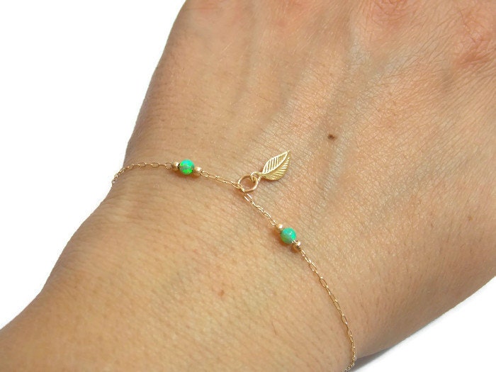 Grüne Opal Armband - Perle Blatt Gold Kleine Perlen Schmuck Grüne Opal Armband - Perle Blatt Gold Kleine Perlen Schmuck von sofisjewelrystore