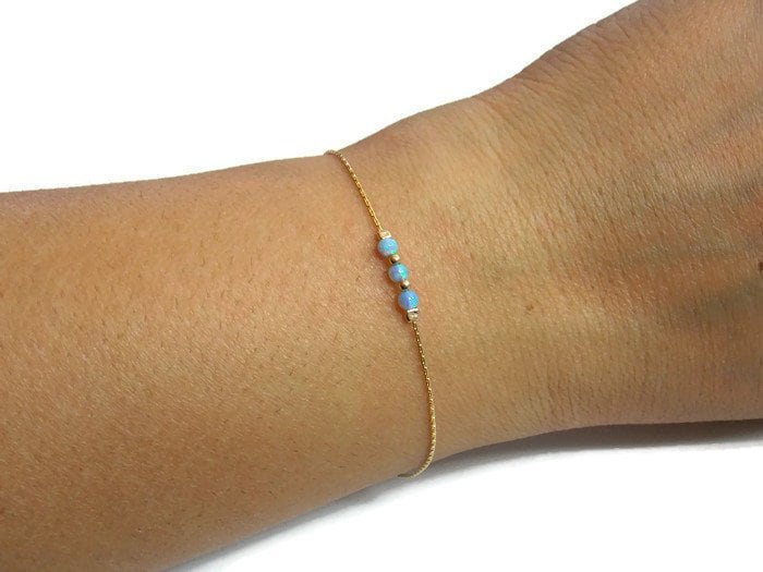 Hellblau Opal Armband, Perle Minimale Gold Kleine Perlen Schmuck Hellblau Opal Armband, Perle Minimale Gold Kleine Perlen Schmuck von sofisjewelrystore