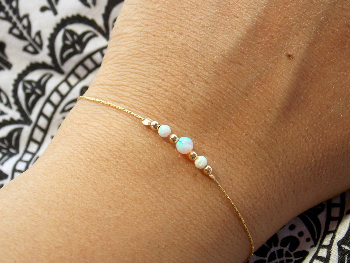 Opal Armband, Perlenarmband, Minimal Gold Winziges Opalschmuck Black Friday Opal Armband, Perlenarmband, Minimal Gold Winziges Opalschmuck Black Friday von sofisjewelrystore