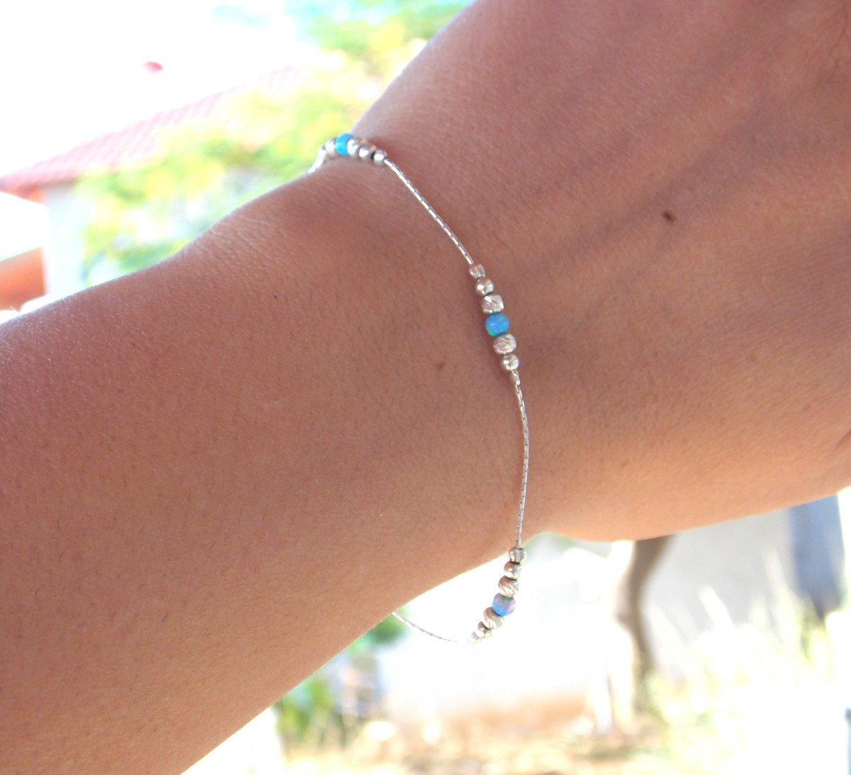 Opal Armband - Silber Blaues -sterling Dot Zartes Einfacher Bh Opal Armband - Silber Blaues -sterling Dot Zartes Einfacher Bh von sofisjewelrystore