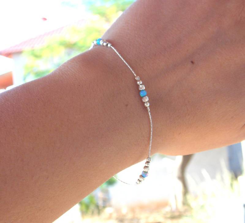 Opal Armband - Silber Blaues -sterling Dot Zartes Einfacher Bh Opal Armband - Silber Blaues -sterling Dot Zartes Einfacher Bh von sofisjewelrystore