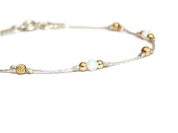 Opal Armband - Silber Weißes -sterling Dot Zartes Schlichtes Opal Armband - Silber Weißes -sterling Dot Zartes Schlichtes von sofisjewelrystore
