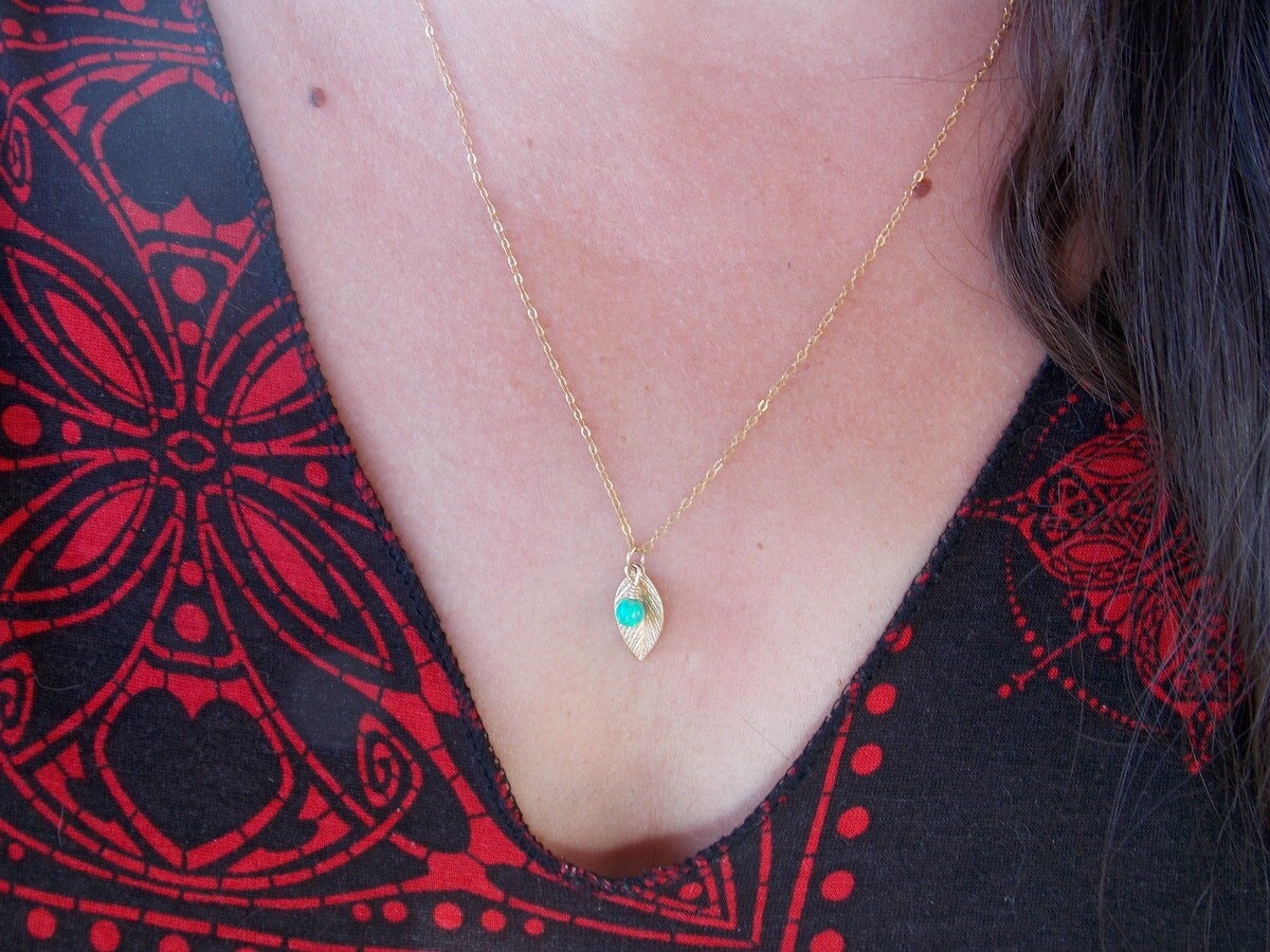 Opal Blatt Halskette - Gold Kleine Für Den Alltag Schmuck Opal Blatt Halskette - Gold Kleine Für Den Alltag Schmuck von sofisjewelrystore