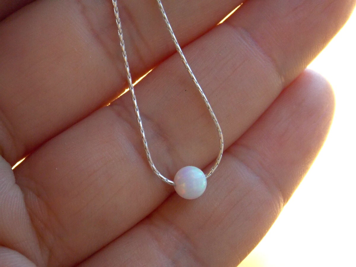 Opal Halskette, 925 Sterling Silber Ball Opal, Minimalist Schmuck, Layering Halskette Opal Halskette, 925 Sterling Silber Ball Opal, Minimalist Schmuck, Layering Halskette von sofisjewelrystore