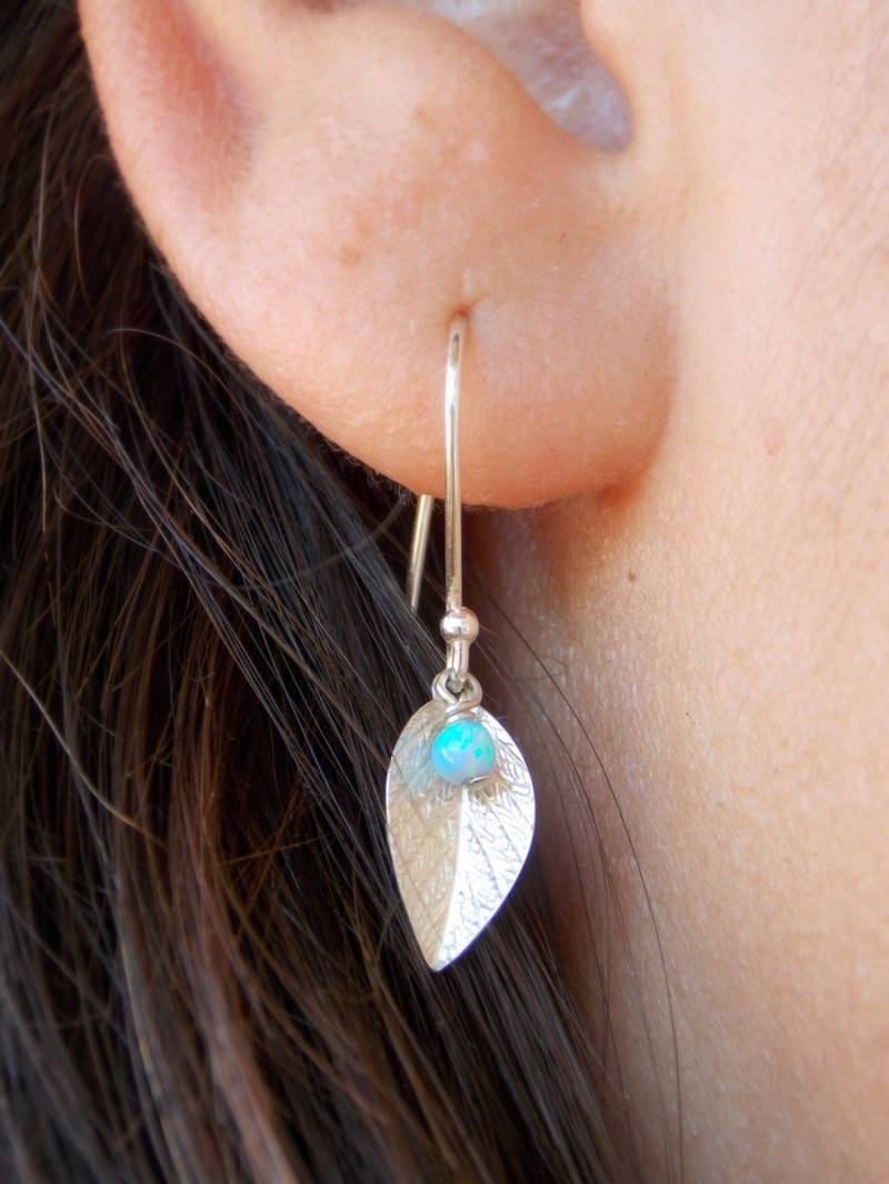 Silber Blatt Ohrringe, Boho Und Opal Baumeln Ohrringe Silber Blatt Ohrringe, Boho Und Opal Baumeln Ohrringe von sofisjewelrystore